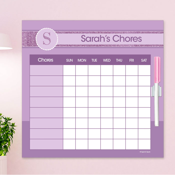 A Shiny Purple Letter Chore Chart