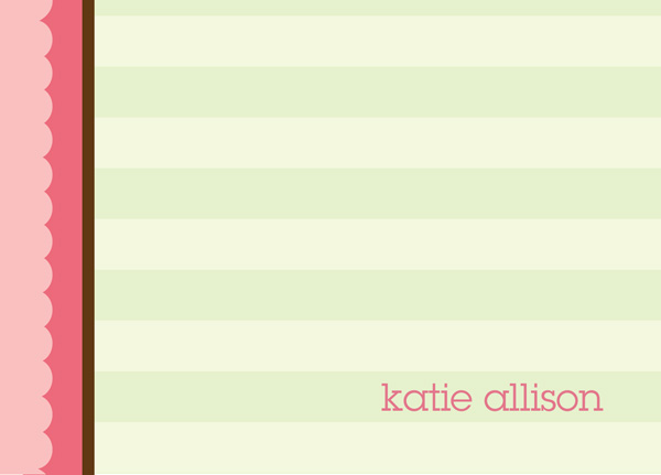 Green And Pink Stripes Notecards
