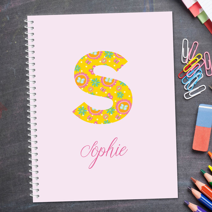 Flower Initial Kids Notebook
