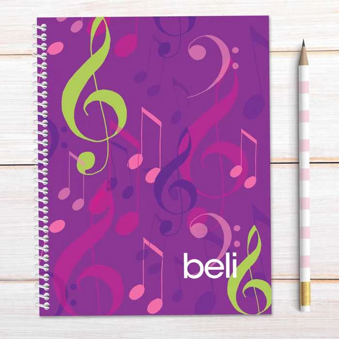 Girly Music Notes Kids Notebook