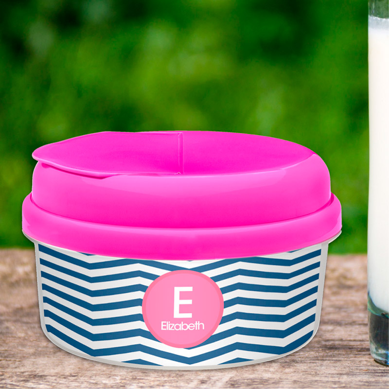 Chevron Blue And Pink Snack Bowl