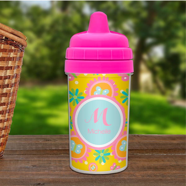 Yellow Flowers Pattern Sippy Cup