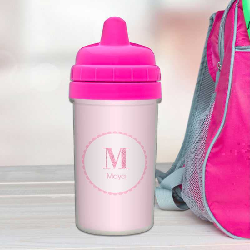 A Shiny Pink Letter Sippy Cup