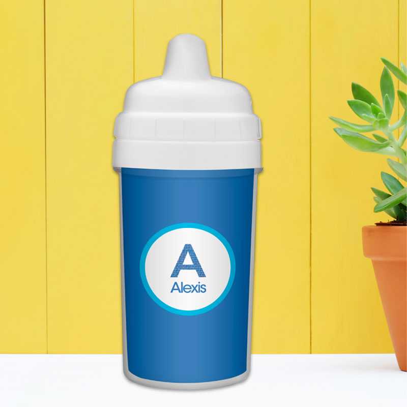 A Linen Blue Letter Sippy Cup