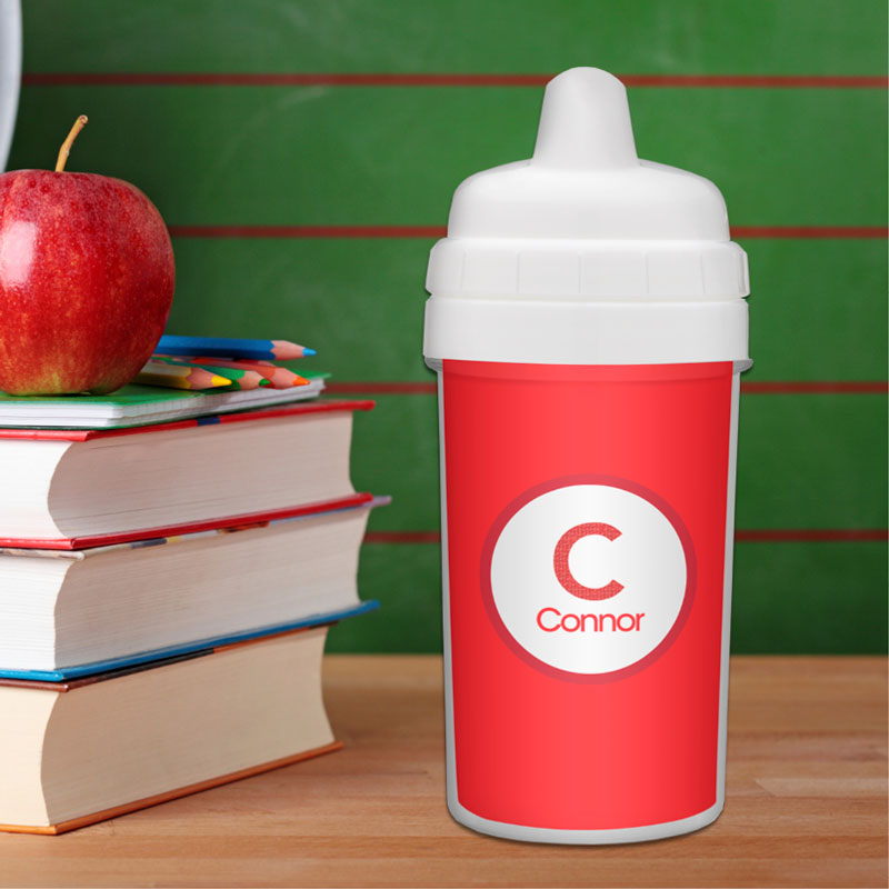 A Linen Red Letter Sippy Cup