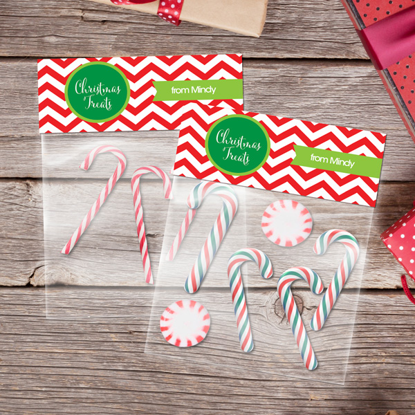 Red Xmas Chevron Treat Bags