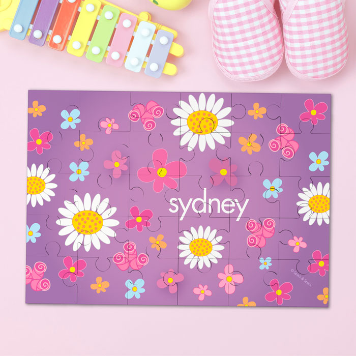 Field Of Flowers Purple Personalized Puzzles