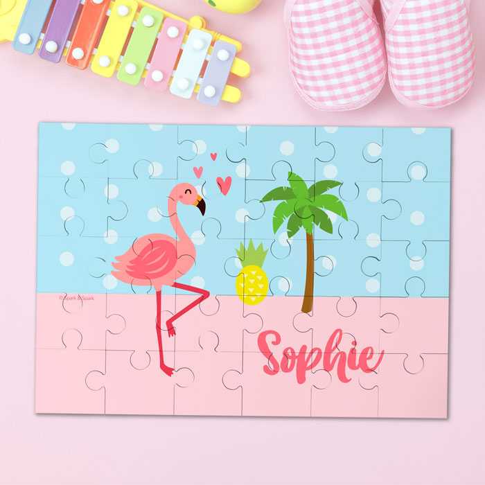 Sweet Flamingo Love Personalized Puzzles