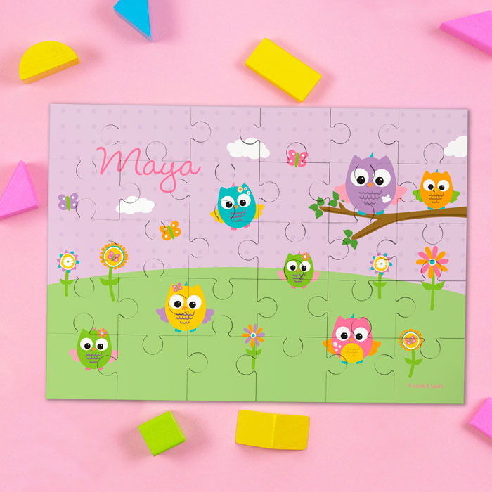 Owls on the field Personalized Puzzles