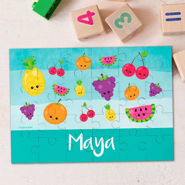 Sweet & Cute Fruits Aqua Personalized Puzzles