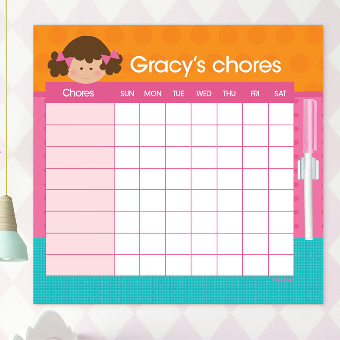 Just Like Me Girl Orange Chore Chart