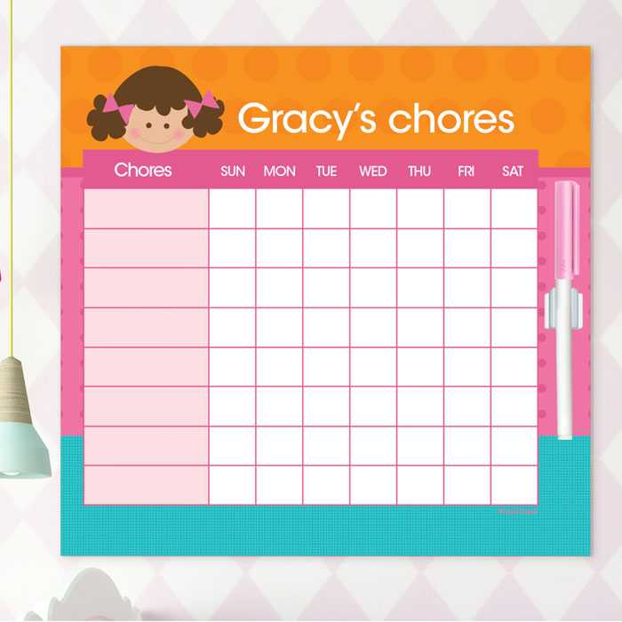 Just Like Me Girl Orange Chore Chart