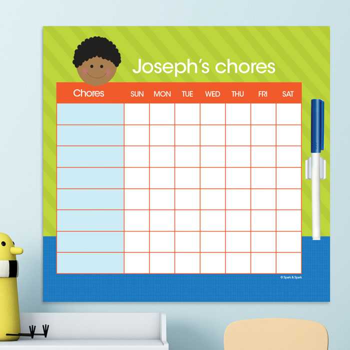 Just Like Me Boy Green Chore Chart
