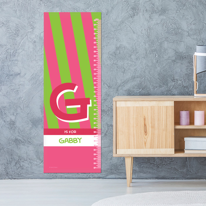 Double Initial stripes Pink Growth Chart