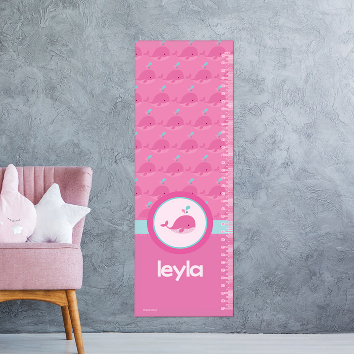 Cute Pink Whales Growth Chart