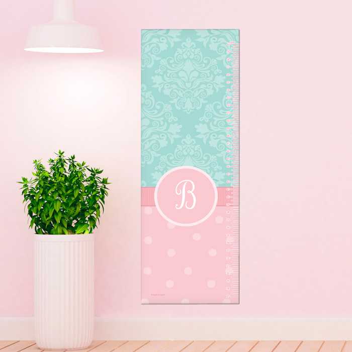 Pretty Blue Damask Growth Chart