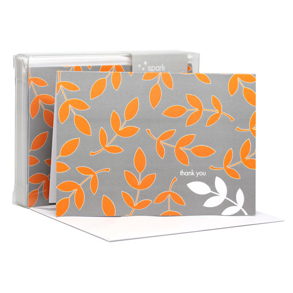 Leafy bunch Orange Notecards