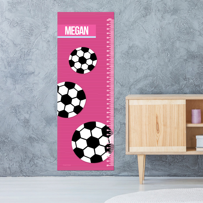 Girl Soccer Fan Pink Growth Chart