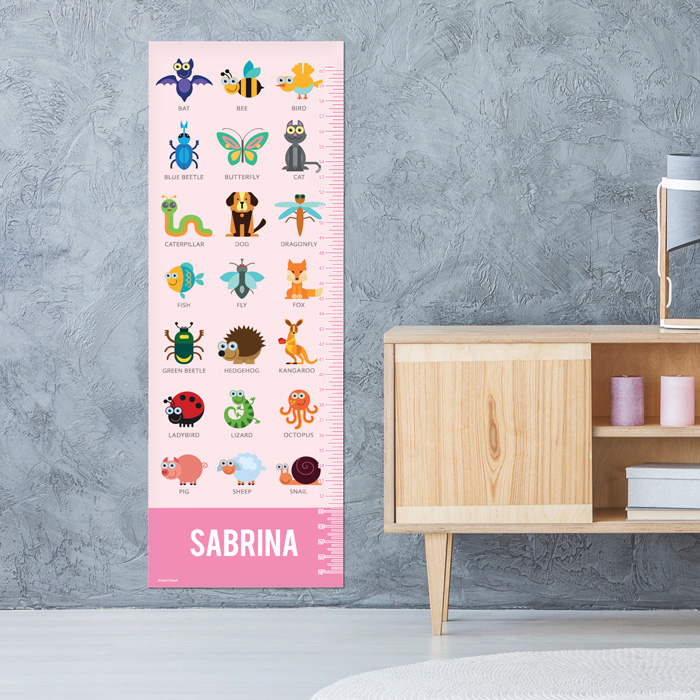 Sweet Animal Chart Pink Growth Chart