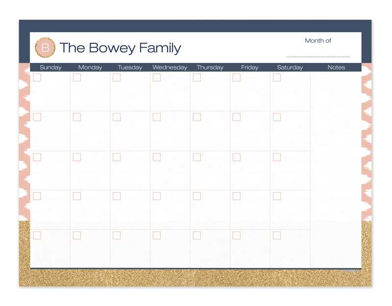 Gold Bar with Pink Spots Monthly Removable Wall Calendar