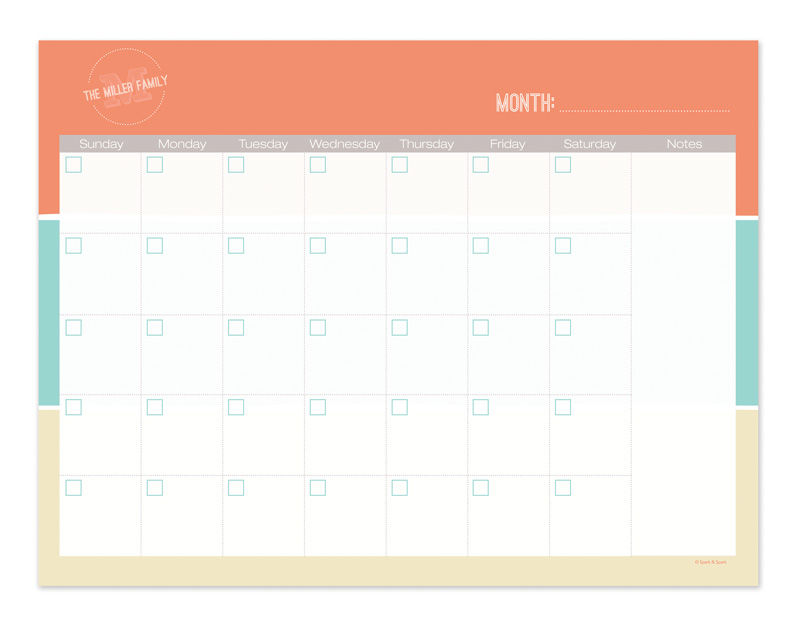 Orange Solid Wave Colors Monthly Removable Wall Calendar