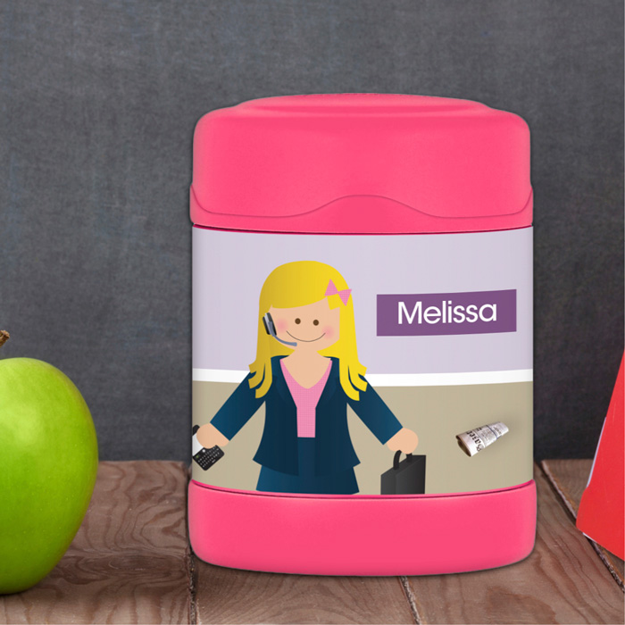 A Girl Crunching numbers Thermos Food Jar
