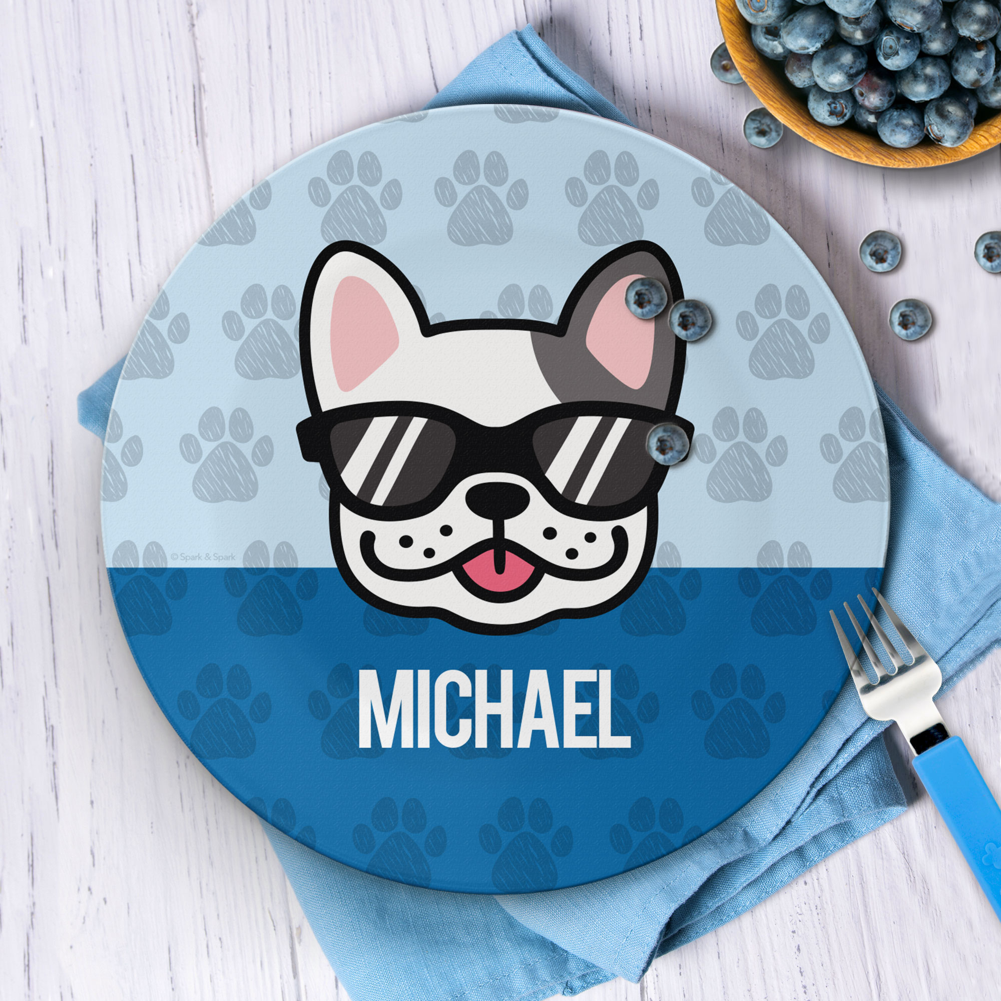 Fun & Cute Dog Blue Kids Plate