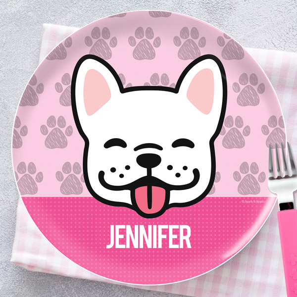 Fun and Cute Dog Pink Kids Plate