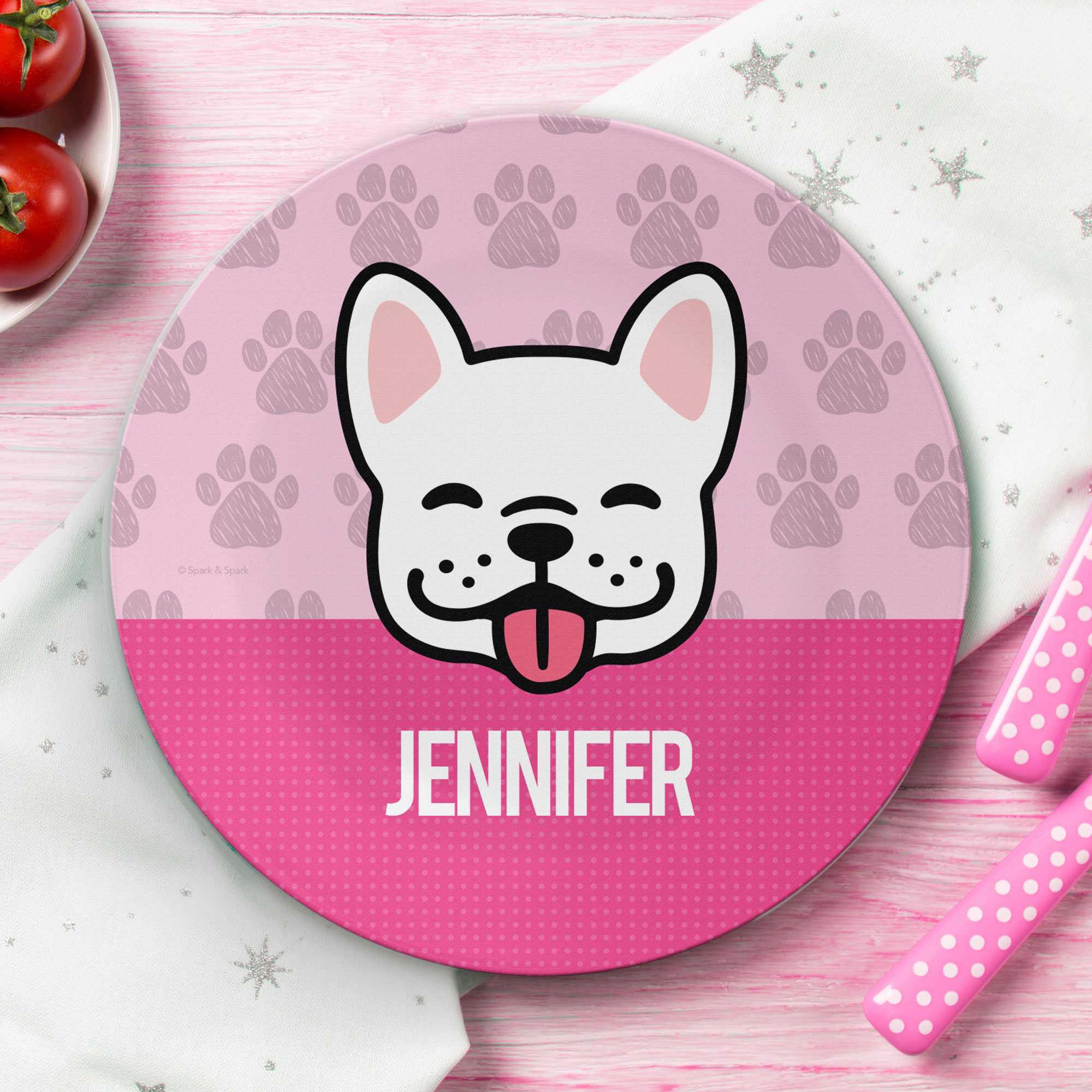 Sweet Pink Pup Custom Plate for Girls