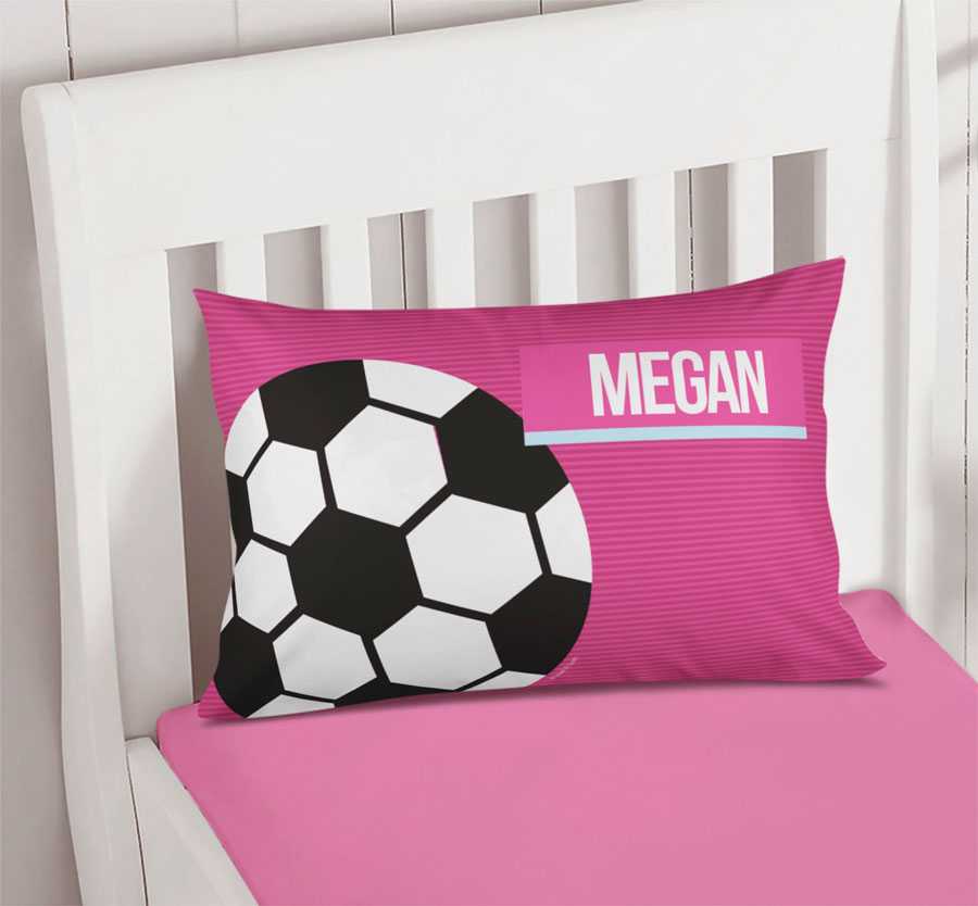 Girl Soccer Fan Pink Pillowcase Cover
