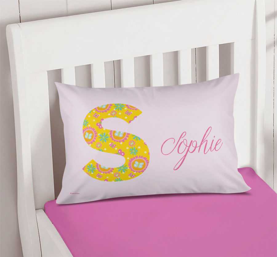 Flower Initial Pillowcase Cover
