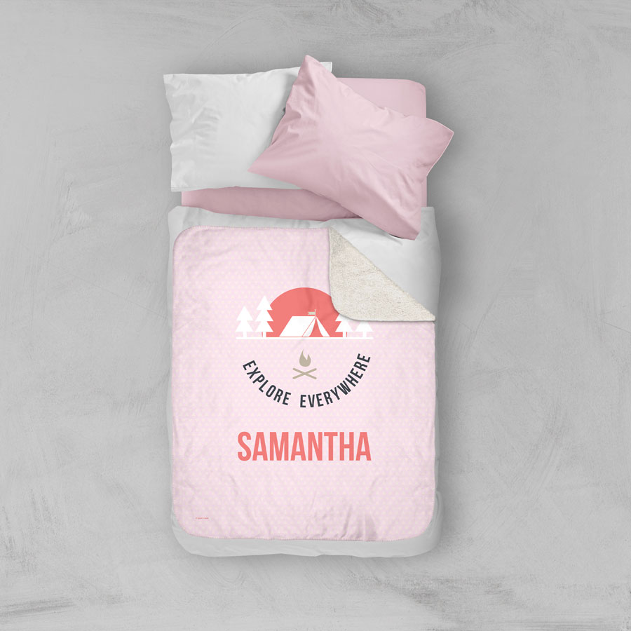 Explore Everywhere Pink Sherpa Blanket