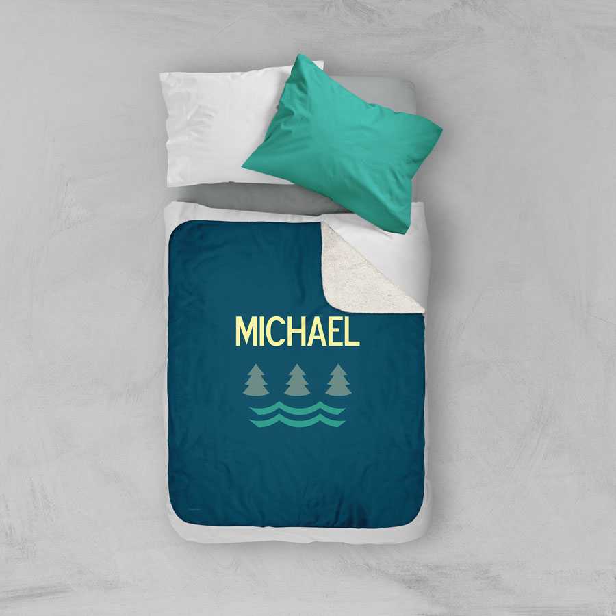 Summer Forest Blue Sherpa Blanket