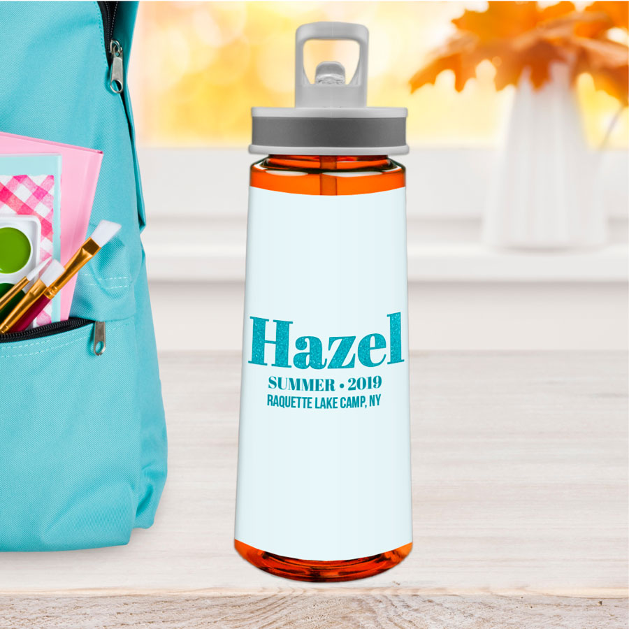 Glitter Blue Name Sports Water Bottle