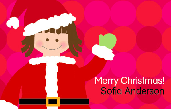 Girl In Santa Costume  Gift Tag