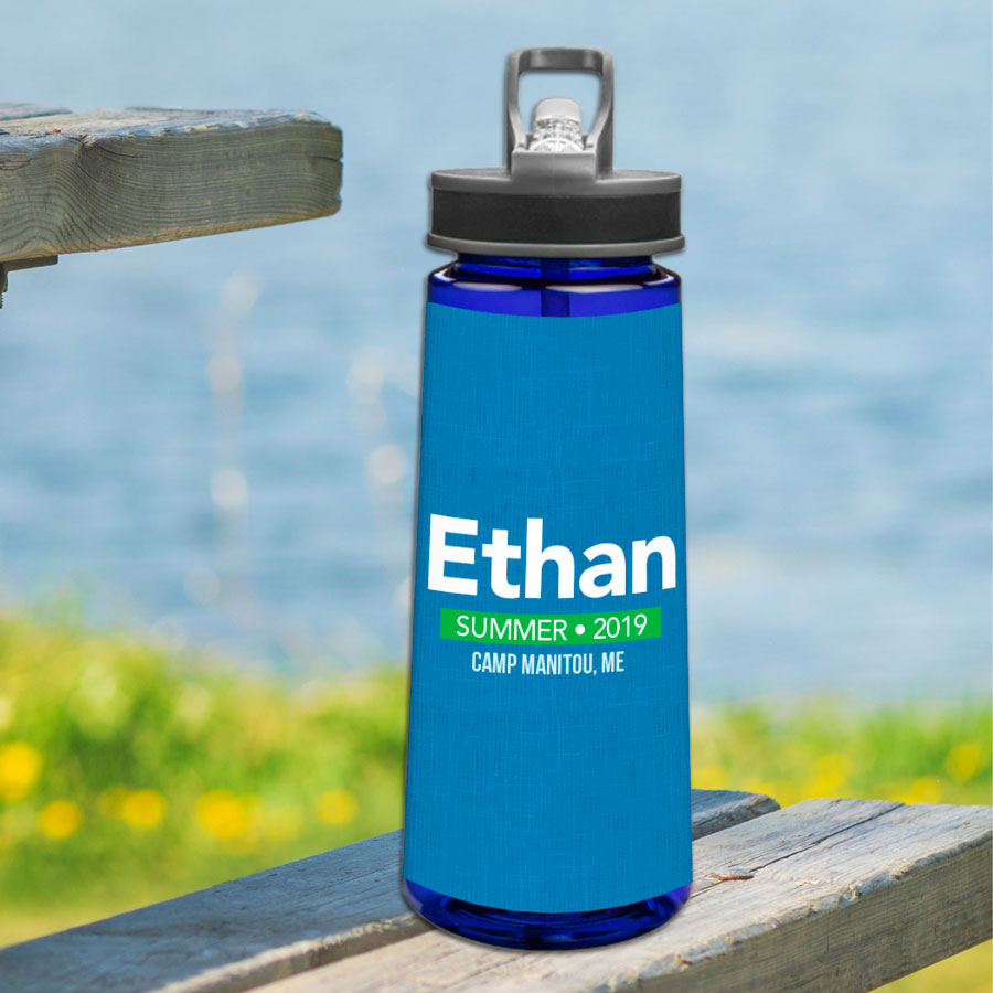 Linen Blue Style Sports Water Bottle