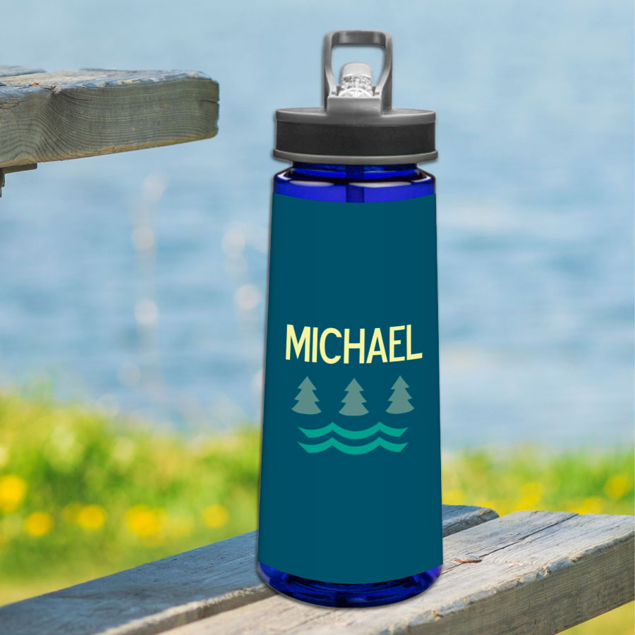 Summer Forest Blue Sports Water Bottle