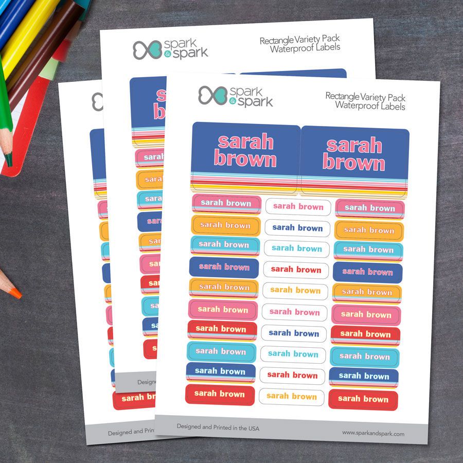 Fun Stripes Girl Waterproof Labels Labels Rectangular Pack (Set of 128)