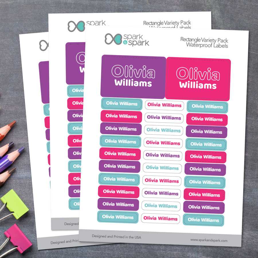 Modern Purple Waterproof Labels Rectangular Pack (Set of 128)