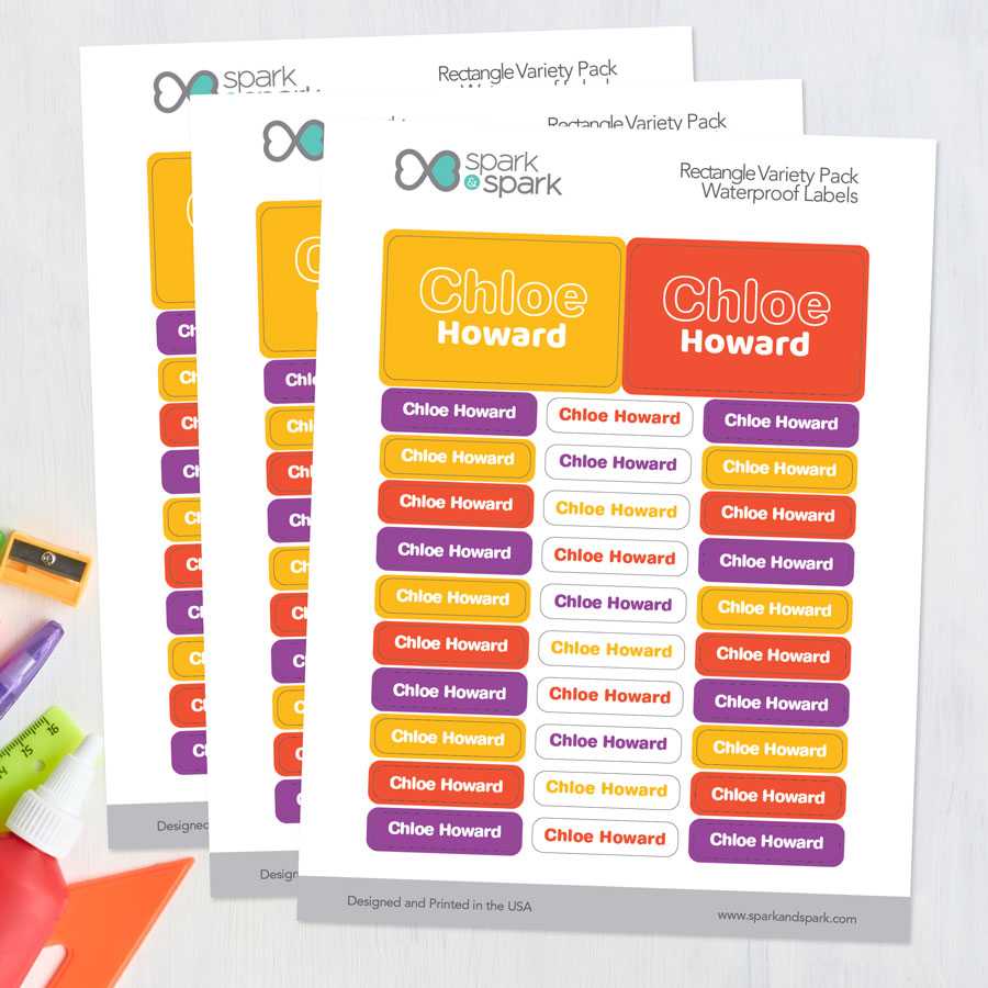 Modern Yellow Waterproof Labels Rectangular Pack (Set of 128)