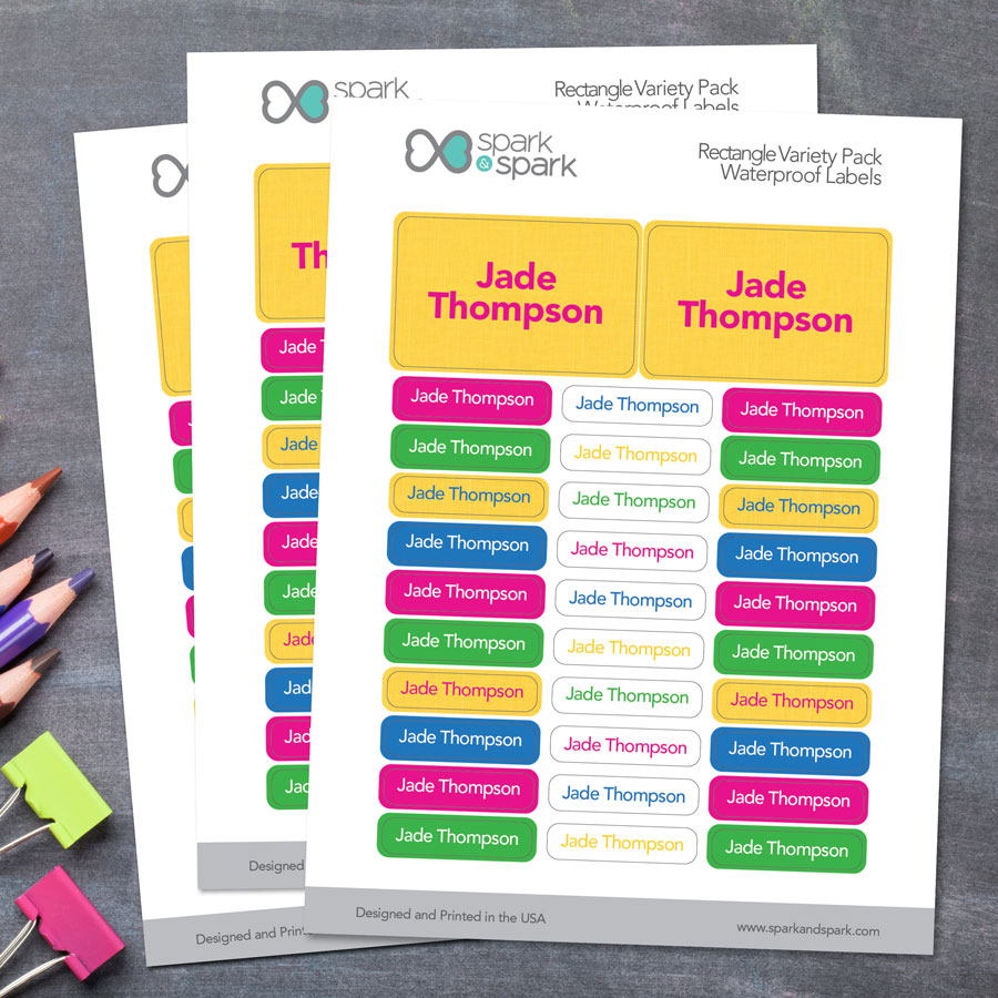 Linen Yellow Style Waterproof Labels Rectangular Pack (Set of 128)