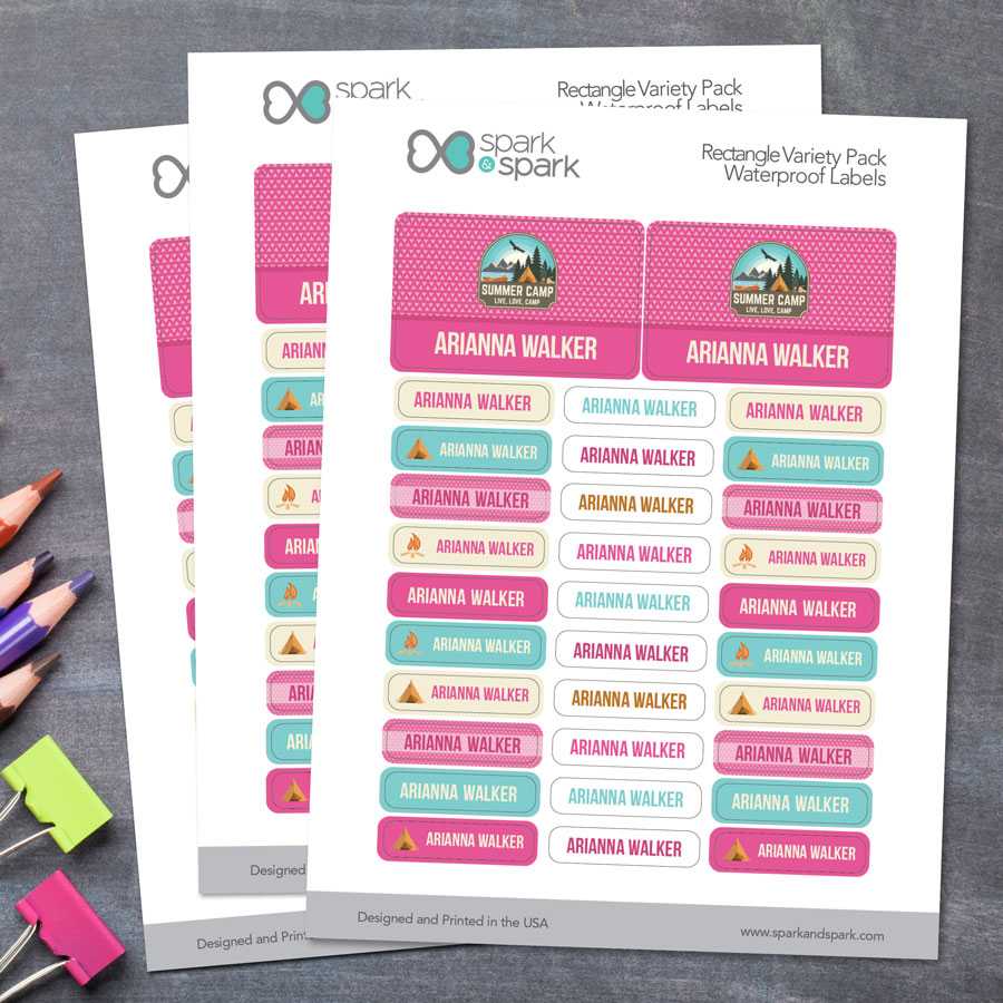 Live, Love, Camp Pink Waterproof Labels Rectangular Pack (Set of 128)