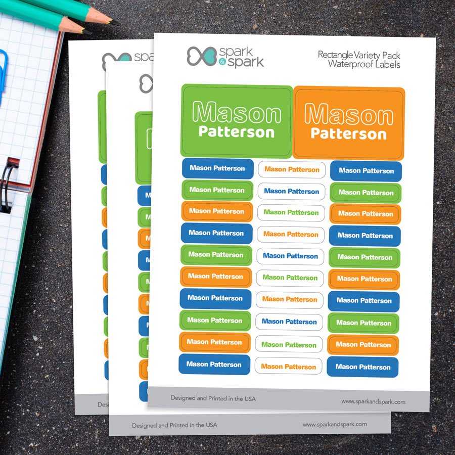 Modern Green Waterproof Labels Rectangular Pack (Set of 128)