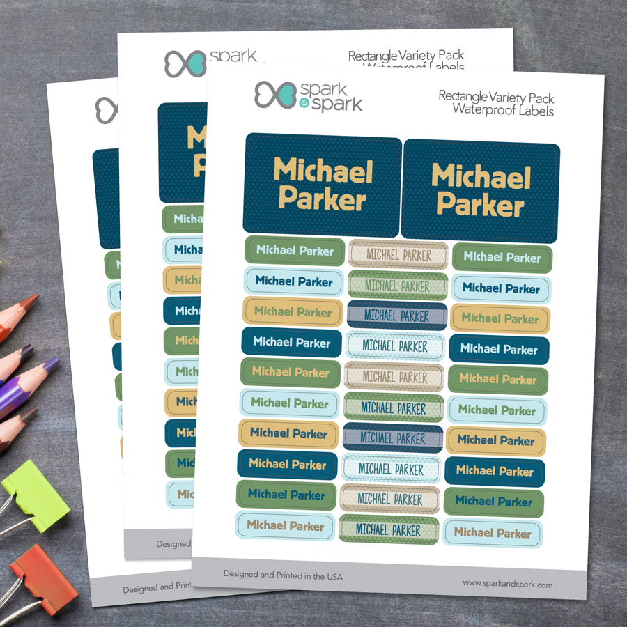 Midnight Green Camp Waterproof Labels Rectangular Pack (Set of 128)