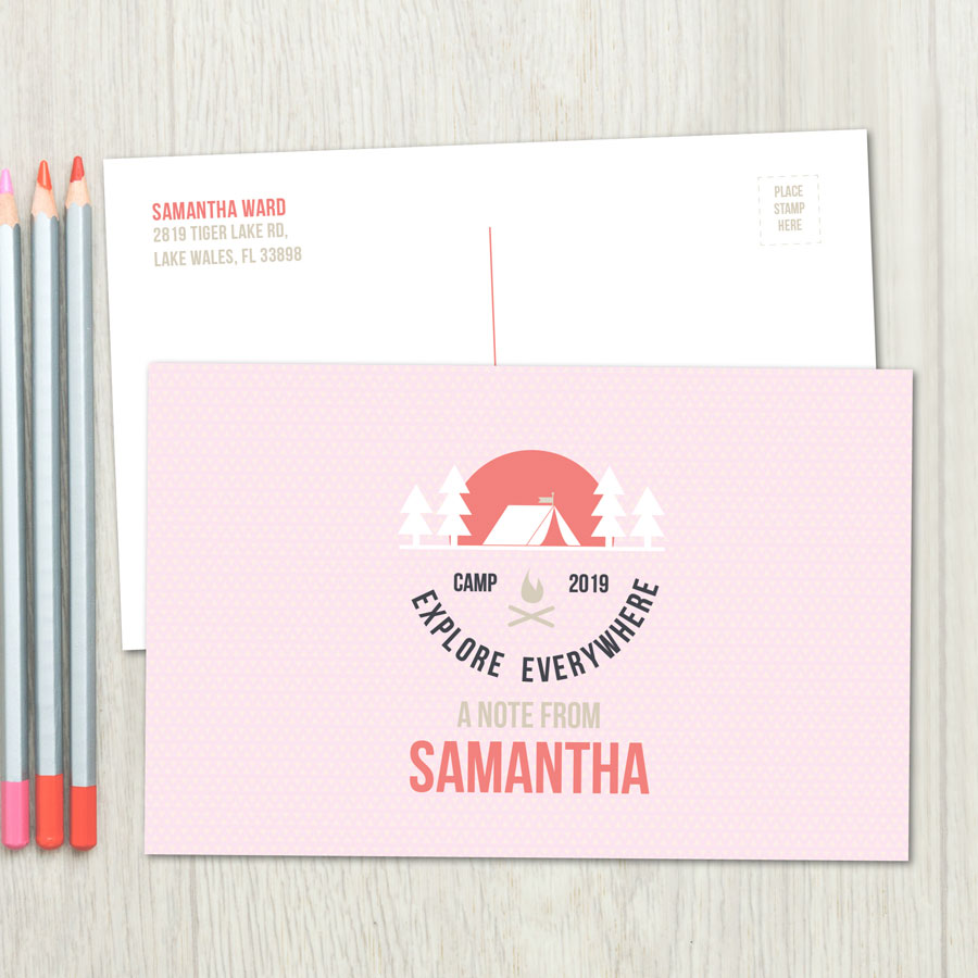 Explore Everywhere Pink Postcards