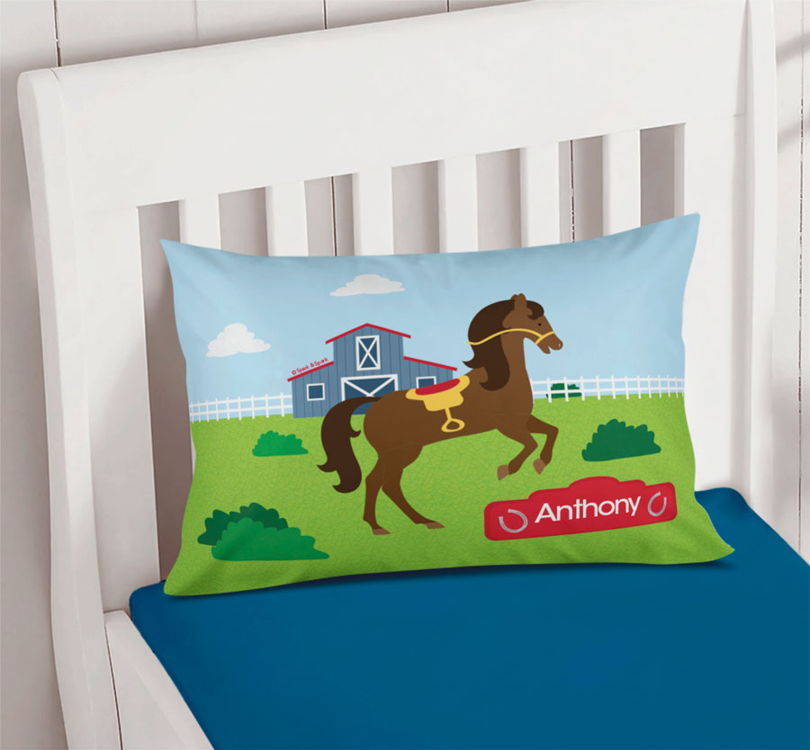 Cute Race Horse Pillowcase Cover