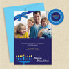 Shown with optional bright blue envelope and matching return address label