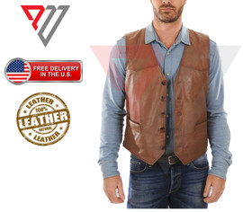 Mens Brown Genuine Leather Motorcycle Vest/Slim Fit Sleeveless Jacket/Biker Vest Mens Brown Genuine Leather Motorcycle Vest/Slim Fit Sleeveless Jacket/Biker Vest