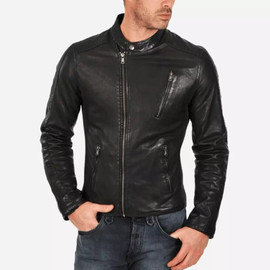Men Genuine Lambskin Leather Motorcycle Slim fit Jacket Biker Jacket