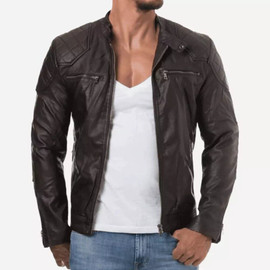 Men Leather Jacket Motorcycle Jacket Slim fit Biker genuine lambskin jacket